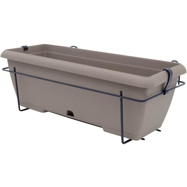 Kruksats med metallstativ och integrerat bricka - GARDEN ID Teramo - Taupe 50 cm - Steneffekt - Återvunnen/återvinningsbar