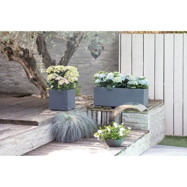 EDA Graphit Up firkantet blomsterkasse - 21 L - 29,5 x 29,5 x 29,5 cm - Antracitgrå