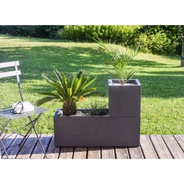 EDA Graphit Up firkantet blomsterkasse - 21 L - 29,5 x 29,5 x 29,5 cm - Antracitgrå