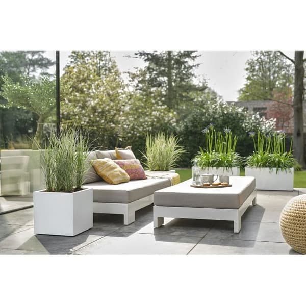 Elho Vivo Next Square 30 blomlåda - Vit - Ø 30 x H 29 cm - inomhus/utomhus - 100% återvunnen