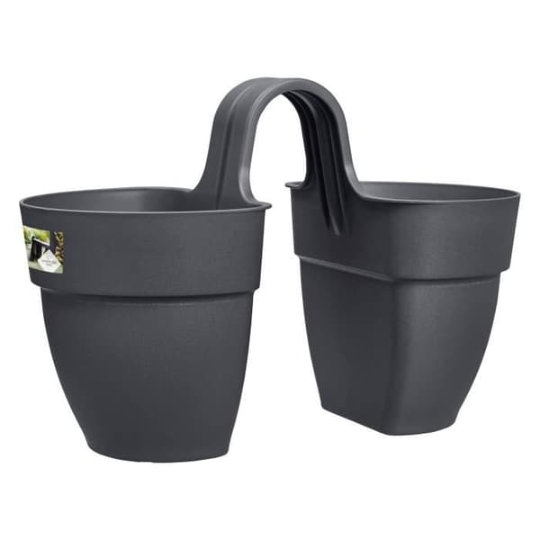 ELHO - Urtepotte - Vibia Campana Flower Twin 21 - Antracit - Udendørs balkon - L 38,4 x B 20,5 x H 26,5 cm