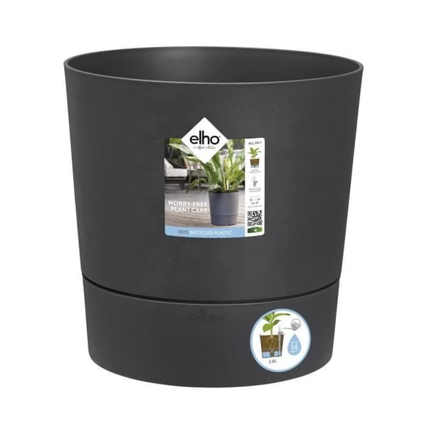 Elho Plastik Firkantet Urtepotte Greensense Aqua Care Kulgrå 29,5 x 29,5 x H 29,1 cm 15 L