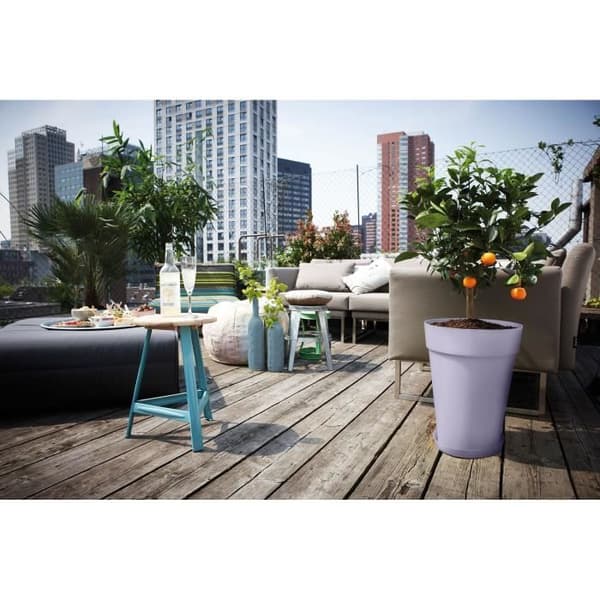 Urtepotte - Elho - Loft Urban Rund - Højde 35 - Lilla - L 34 x B 33,5 x H 45 cm - Udendørs - 100% genbrugt