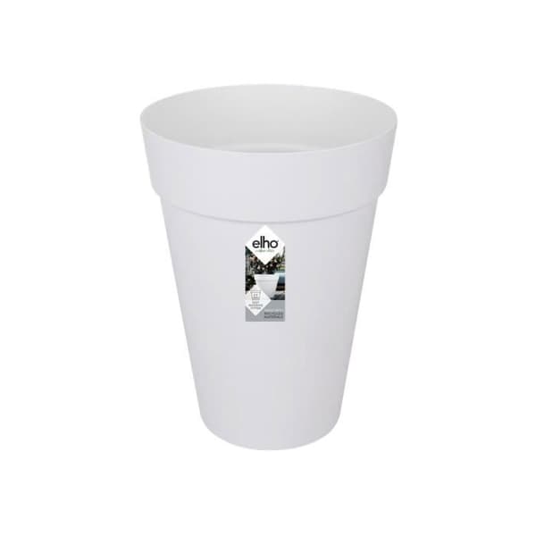 ELHO Loft Urban Rund Urtepotte Høj 42 - Hvid - Ø 42 x H 56 cm - Udendørs - 100% genbrugt