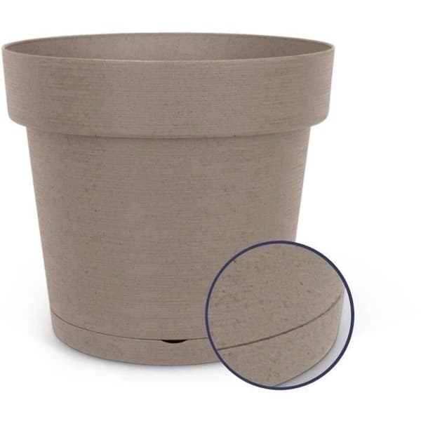 Selvvandende potte - GARDEN ID Glamour - Taupe 40 cm - Kornet overflade - Indendørs/udendørs - Elegant design - Indeholder træ.