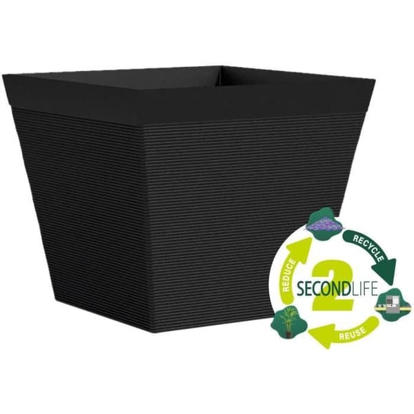 Firkantet potte - GARDEN ID - Green Care Impact Sort-Ant - 29 x 26 cm - 10 års garanti - 100% genanvendt - UV/frostbestandig