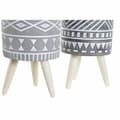 Miniatyrbillede 2 af 2: Urtepotte DKD Home Decor Grå Cement Hvid Fyrretræ Boho (14,3 x 14,3 x 26,2 cm) (2 enheder)