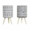 Miniatyrbillede 1 af 2: Urtepotte DKD Home Decor Grå Cement Hvid Fyrretræ Boho (14,3 x 14,3 x 26,2 cm) (2 enheder)