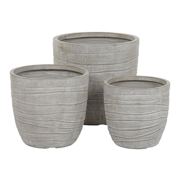 Sæt af planteredskaber Home ESPRIT Beige Glasfiber Magnesium 45 x 45 x 43 cm (3 enheder)