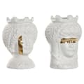 Miniatyrbillede 1 af 4: Urtepotte Home ESPRIT Hvid Gylden Porcelæn 10 x 10 x 14 cm (2 enheder)