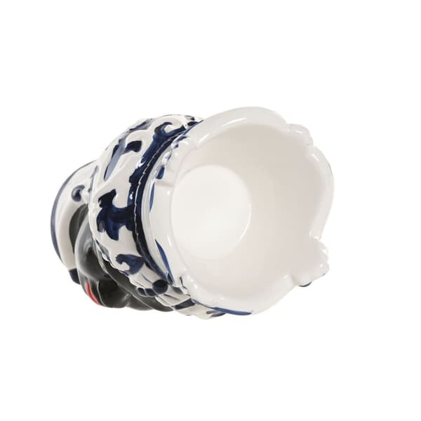 Urtepotte Home ESPRIT Blå Hvid Sort Porcelæn 12 x 12 x 20 cm (2 enheder)