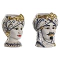 Miniatyrbillede 1 af 4: Urtepotte Home ESPRIT Blå Hvid Gylden Porcelæn 15 x 15 x 26 cm (2 enheder)