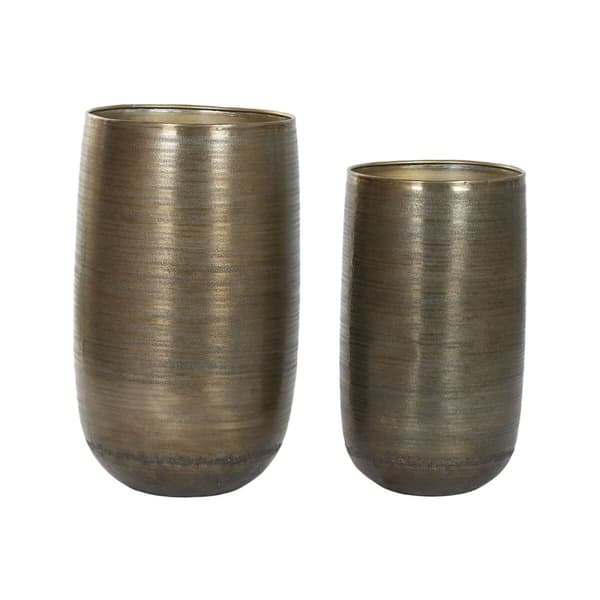 Planter Home ESPRIT Gyllen Sølv Aluminium Moderne 35 x 35 x 63 cm (2 Deler)