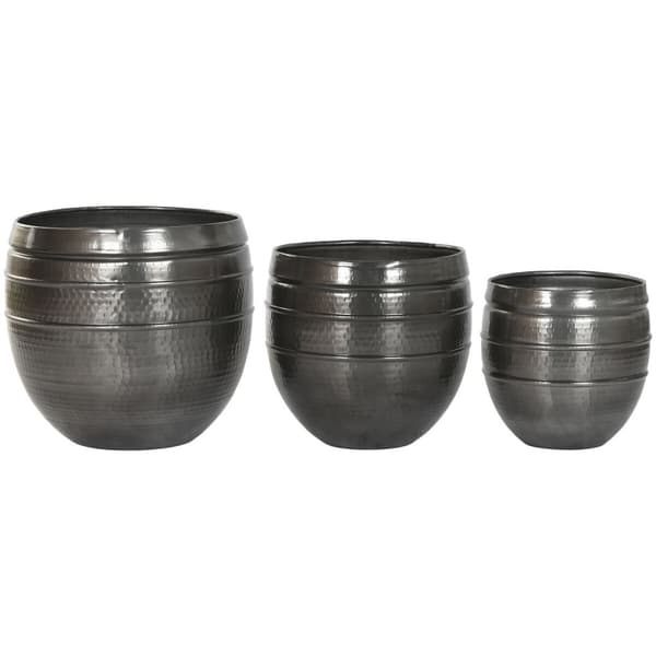 Planter Home ESPRIT Grå Aluminium Moderne 41 x 41 x 40 cm 40 x 40 x 40,5 cm (3 Deler)