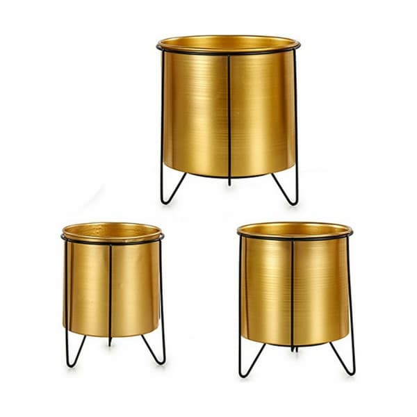 Set med planteringskärl Svart Gyllene Metall (4 antal)