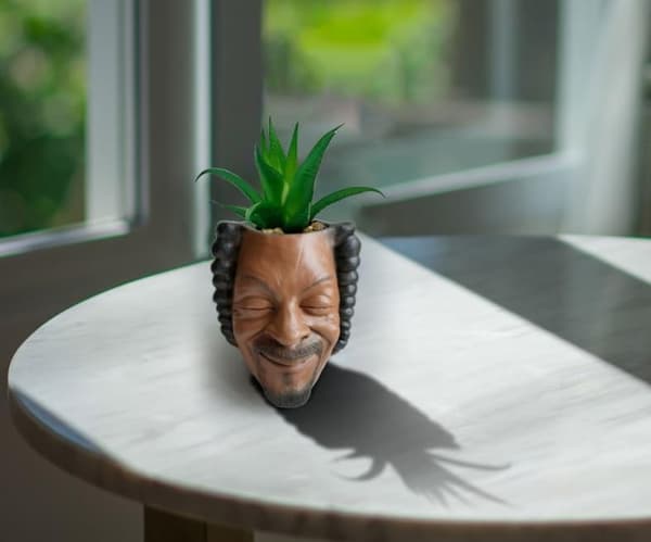 OBOSOE Kreativ Hip Hop Rapper Mand Ansigt Saftige Potteplanter Sjove Saftige Blomsterpotte Ornament Harpiks Statue Boligindretning Havegave