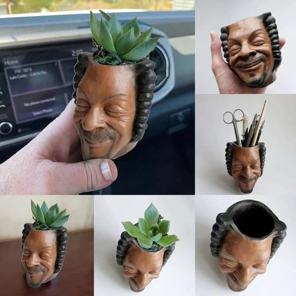 OBOSOE Kreativ Hip Hop Rapper Mand Ansigt Saftige Potteplanter Sjove Saftige Blomsterpotte Ornament Harpiks Statue Boligindretning Havegave