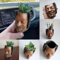 Miniatyrbillede 2 af 7: OBOSOE Kreativ Hip Hop Rapper Mand Ansigt Saftige Potteplanter Sjove Saftige Blomsterpotte Ornament Harpiks Statue Boligindretning Havegave