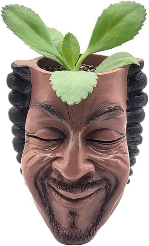 OBOSOE Kreativ Hip Hop Rapper Mand Ansigt Saftige Potteplanter Sjove Saftige Blomsterpotte Ornament Harpiks Statue Boligindretning Havegave