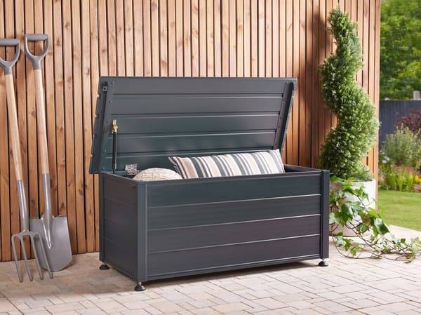CAMPALTO Trädgårdslåda Metall 113 cm 50 cm Mörkgrå Lumarko!