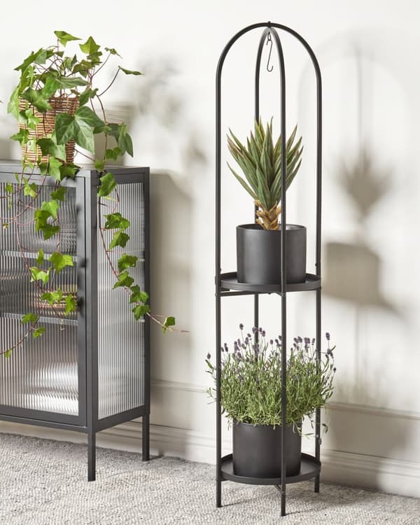 TAMARIX Metallinen kukkateline 35 cm Musta Lumarko!