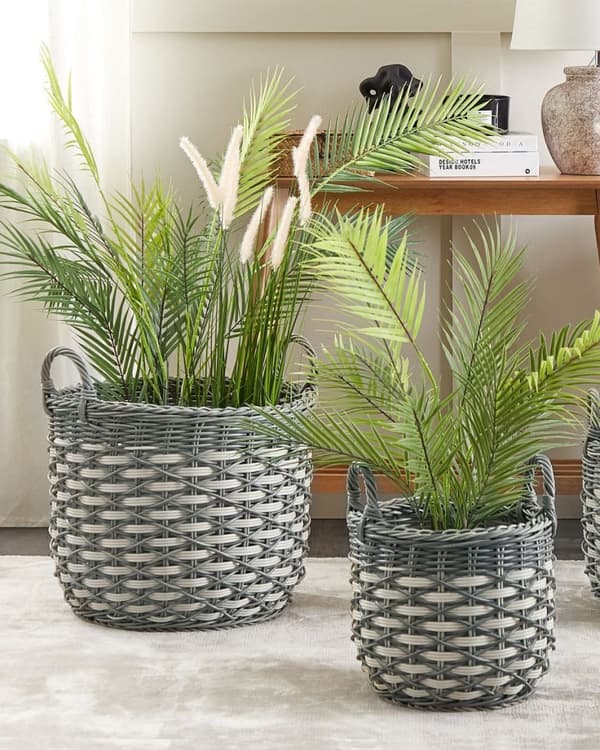 3 kpl GEFIRA teknorottinkikukkaruukkua 31/39/49 cm harmaa Lumarko!