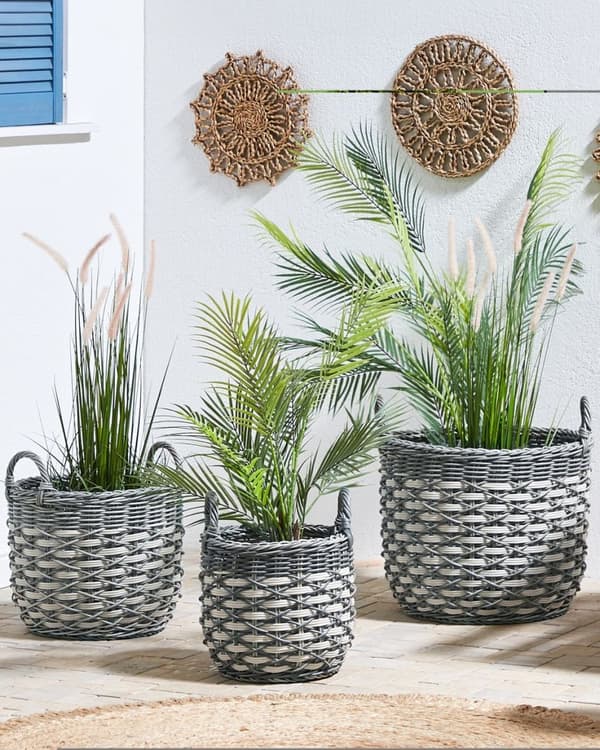 3 kpl GEFIRA teknorottinkikukkaruukkua 31/39/49 cm harmaa Lumarko!