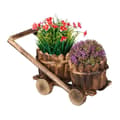 Miniatyrbild 1 av 6: Relaxdays dekorativ kälke med 2 blomkrukor, att plantera direkt, HxLxP: 19x17,5x37 cm, träplanteringslåda, brun