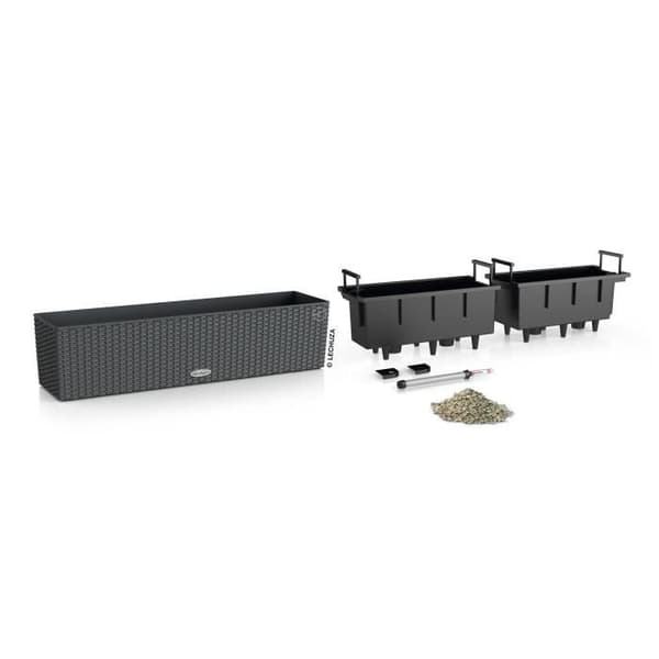 Jardiniere - Balconera stuga 80 - Komplett kit - Granit - 12L - LECHUZA
