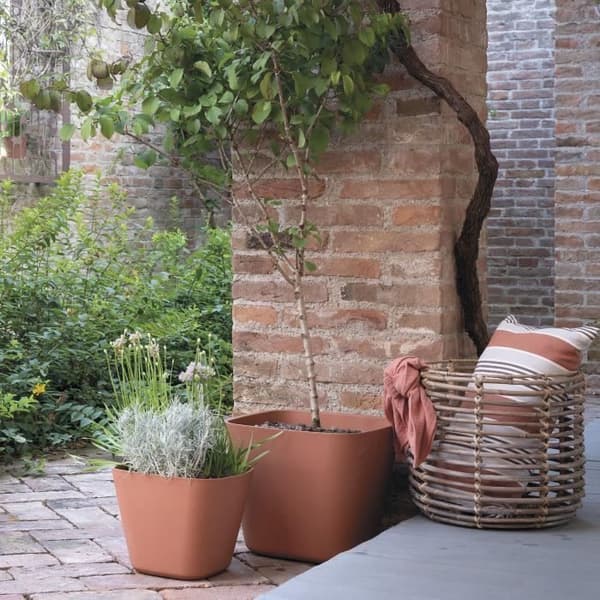 Fyrkantig blomkruka - DEROMA - Origin - 12 L - Terrakotta
