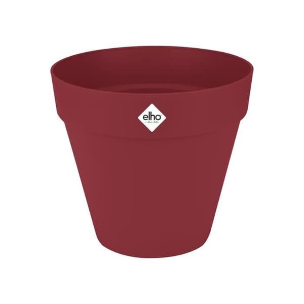 Blomkruka - Elho - Loft Urban Round - Hjul 40 - Röd - L 39 x B 38,5 x H 35 cm - Utomhus - 100% återvunnen
