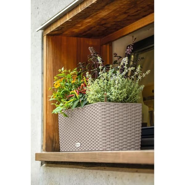 Jardiniere - Balconera stuga 50 - Komplett kit - Sandbrun - 8 L - LECHUZA