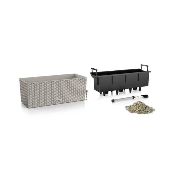 Jardiniere - Balconera stuga 50 - Komplett kit - Sandbrun - 8 L - LECHUZA