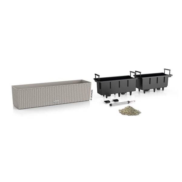 Jardiniere - Balconera stuga 80 - Komplett kit - Sandbrun - 12 L - LECHUZA