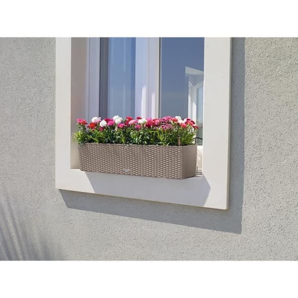 Jardiniere - Balconera stuga 80 - Komplett kit - Sandbrun - 12 L - LECHUZA