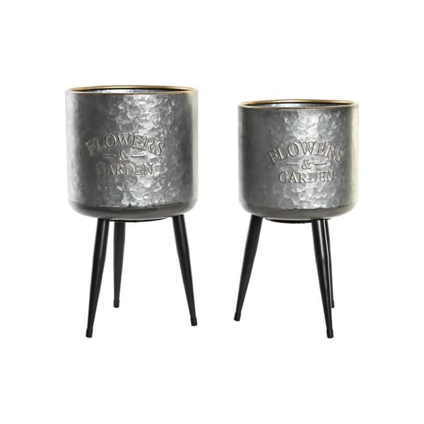 Grydesæt DKD Home Decor Sort Grå Metallic Metal Loft 25 x 25 x 46 cm