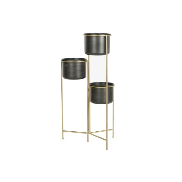 Urtepotte DKD Home Decor 30 x 21 x 80 cm Sort Gylden Metal