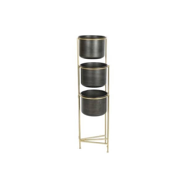 Urtepotte DKD Home Decor 30 x 21 x 80 cm Sort Gylden Metal
