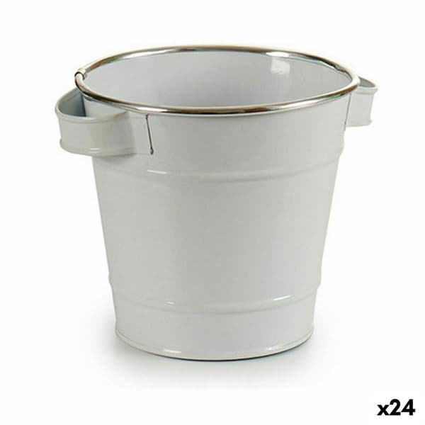 Urtepotte Ibergarden A60354-D Hvid Sølvfarvet Zink Spand 19,5 x 14,5 x 16,5 cm (24 enheder)