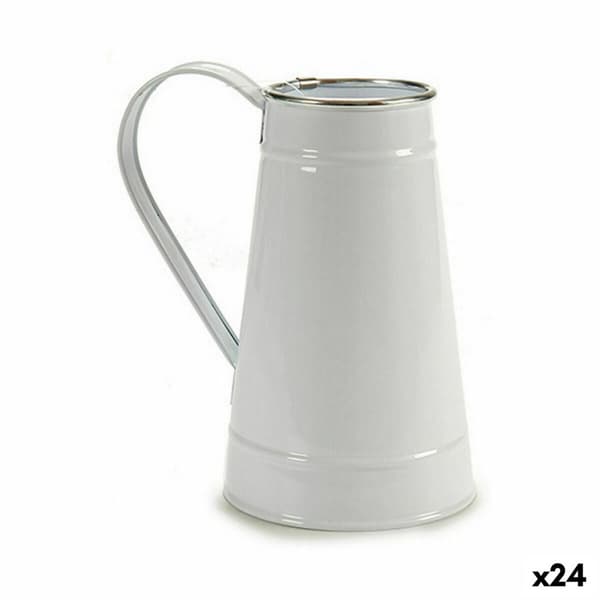 Urtepotte Mælkekande Hvid Sølvfarvet Metal 17 x 18,5 x 11,3 cm (24 enheder)