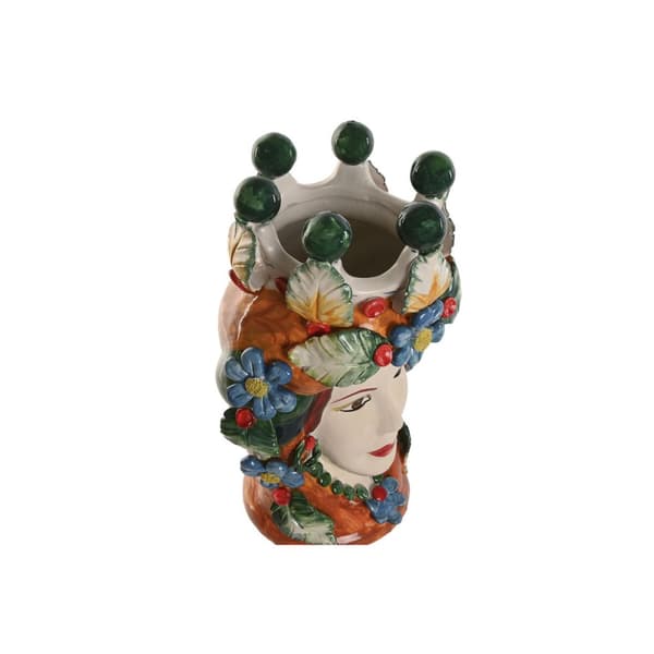 Urtepotte Home ESPRIT Grøn Multifarvet Porcelæn 20 x 20 x 32 cm (2 enheder)