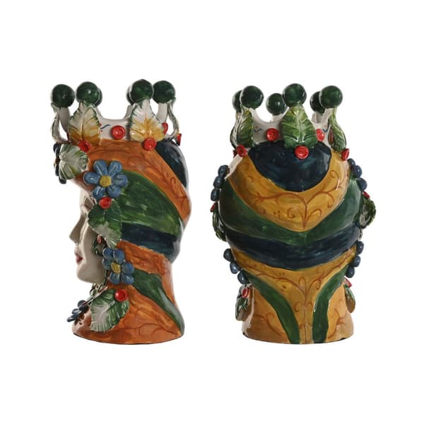 Urtepotte Home ESPRIT Grøn Multifarvet Porcelæn 20 x 20 x 32 cm (2 enheder)