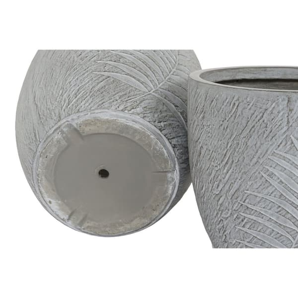Set med planteringskärl Home ESPRIT Ljusgrå Glasfiber Magnesium 44 x 44,5 x 43 cm (4 antal)
