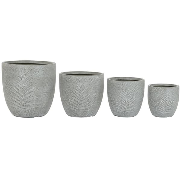 Set med planteringskärl Home ESPRIT Ljusgrå Glasfiber Magnesium 44 x 44,5 x 43 cm (4 antal)