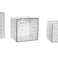 Miniatyrbillede 3 af 3: Sæt af planteredskaber DKD Home Decor Ark Gylden Metal 15 x 15 x 15 cm Hvid Tropisk Blad af en plante