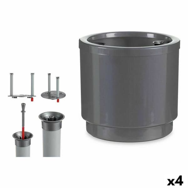 Selvvandende pot Ibergarden 4126-PLA Sølvfarvet polypropylen 26 x 25 x 26 cm (4 enheder)