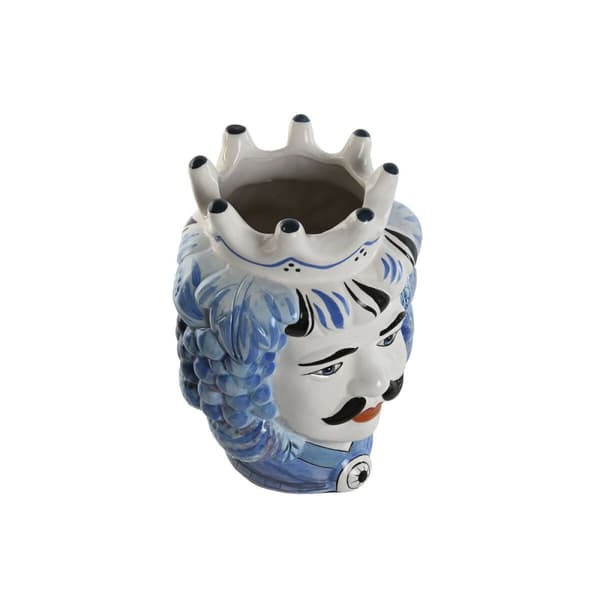 Urtepotte Home ESPRIT Blå Hvid Porcelæn 15 x 15 x 26 cm