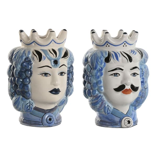 Urtepotte Home ESPRIT Blå Hvid Porcelæn 15 x 15 x 26 cm