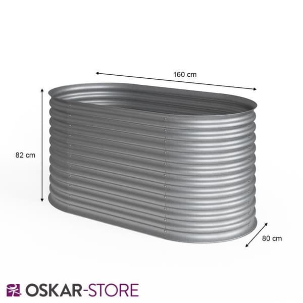 Upphöjd bädd Rektangulär köksträdgård 160 x 80 x 82 cm Galvaniserat stål