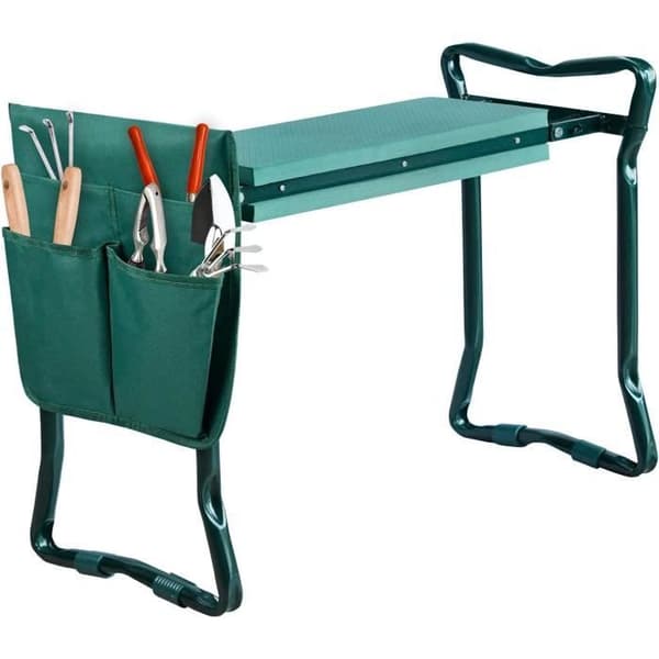 YUENFONG Trädgårdsbänk Knäbänk Sittbänk Fällbar stöder upp till 150kg, 60 x 49 x 28 cm, Grön